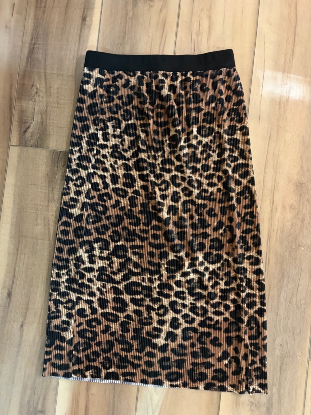 RD Style Leopard Print Midi Skirt - Brown and Black
